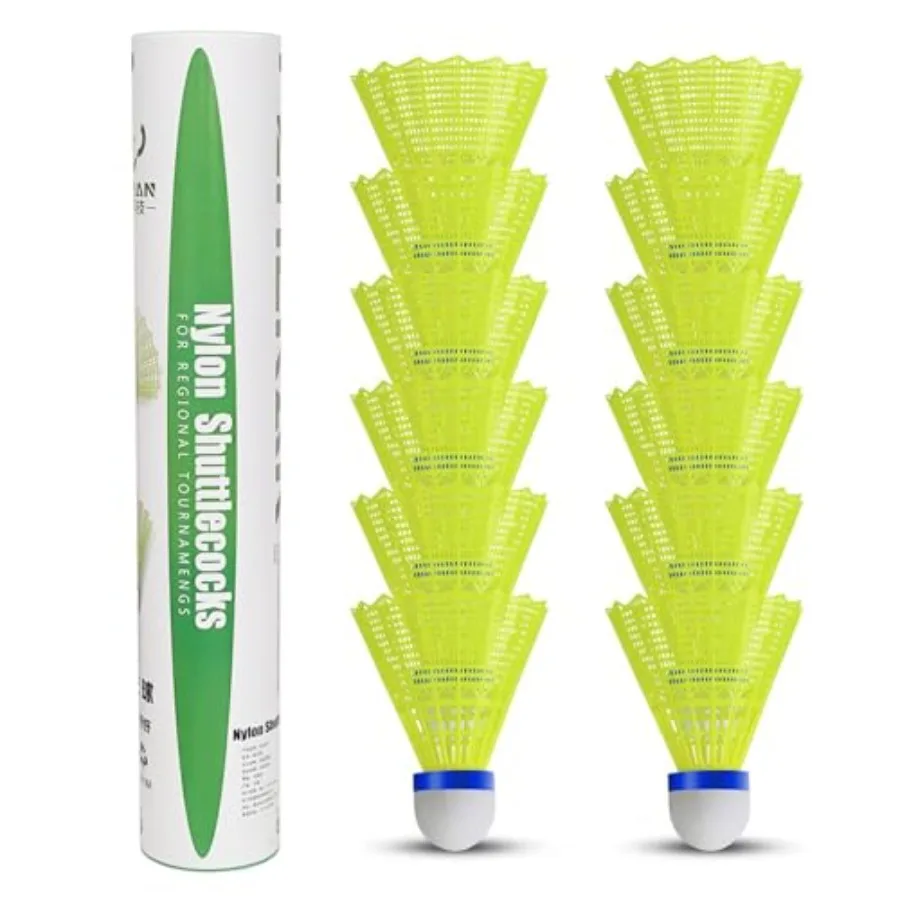 Nylon Shuttlecock 12 - Volants de badminton en plumes d'oie,